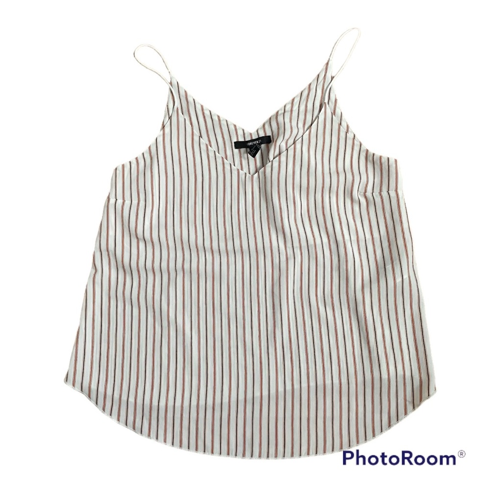 Striped flowy strap tank